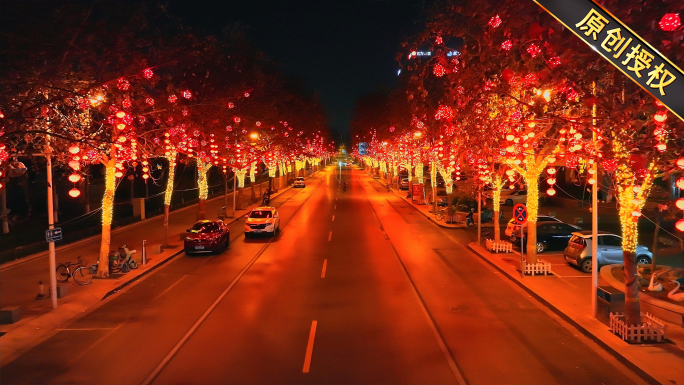 城市节日街道红灯笼