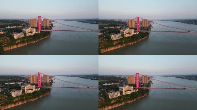 城市航拍湖北宜昌长江公路大桥