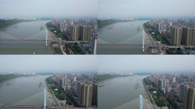 城市航拍湖北宜昌长江大桥交通 (4)