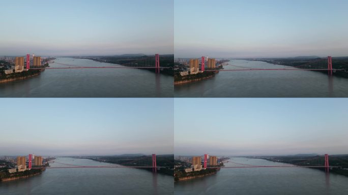 城市航拍湖北宜昌长江公路大桥 (2)