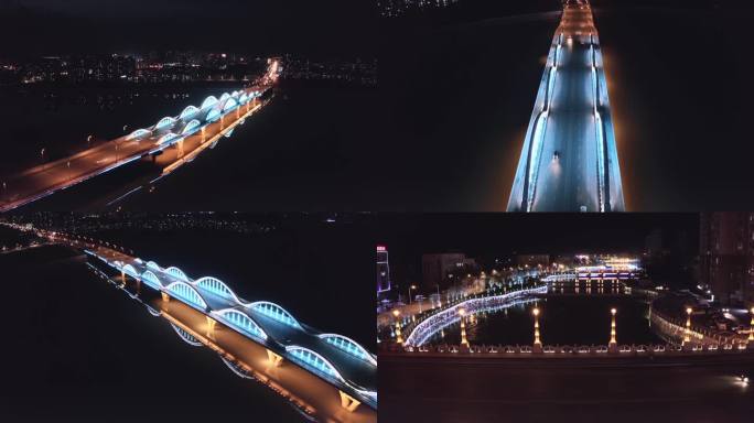 新疆 博州首府 博乐市 城市 夜景 航拍
