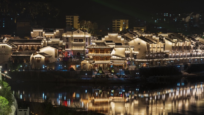 原创8K洪江古商城犁头嘴大范围延时摄影