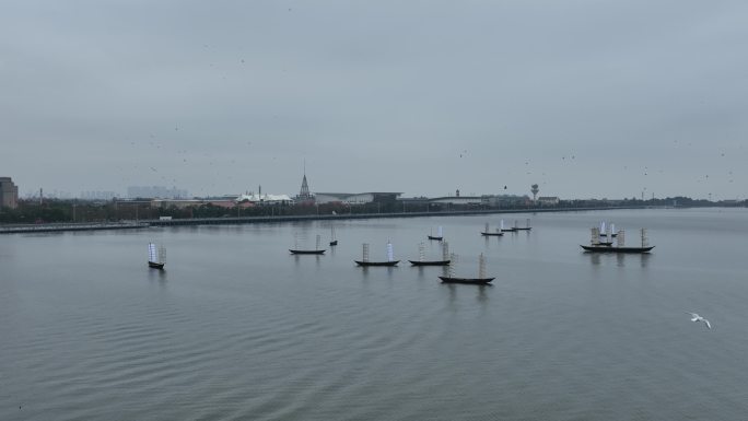 云南 昆明 海埂大坝 海鸥 航拍