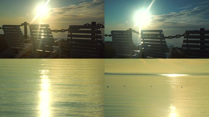 坐在海边看日出 唯美日出 海边座椅日出