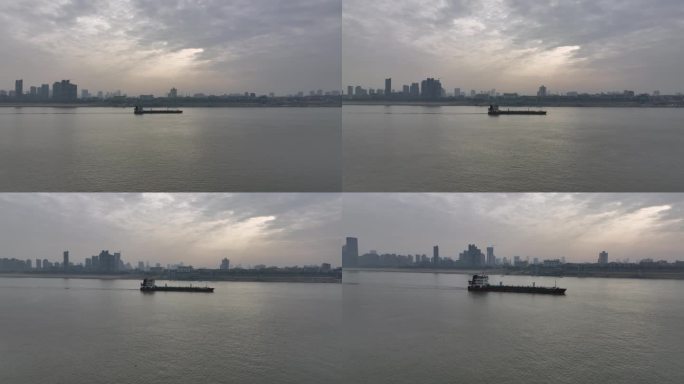 武汉长江大桥水面航拍