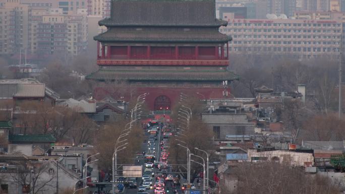 北京鼓楼前的街道 车流 交通 城市