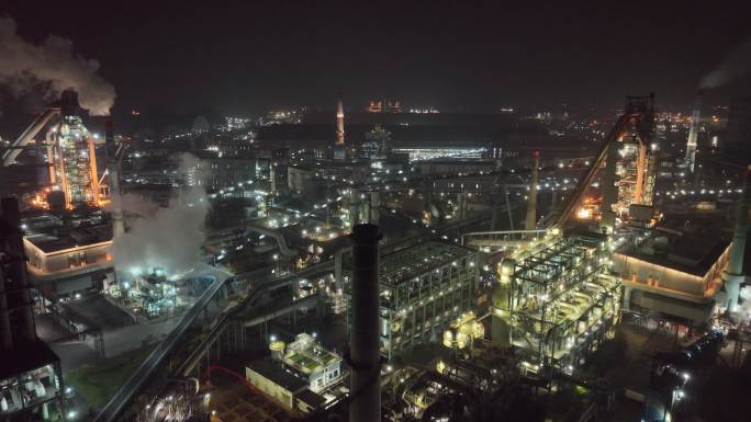 宝钢炼钢厂夜晚钢铁厂夜景重工业