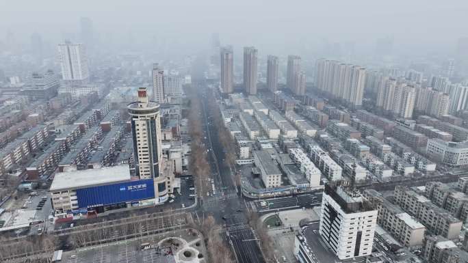 【4K】淄博城市雪景航拍