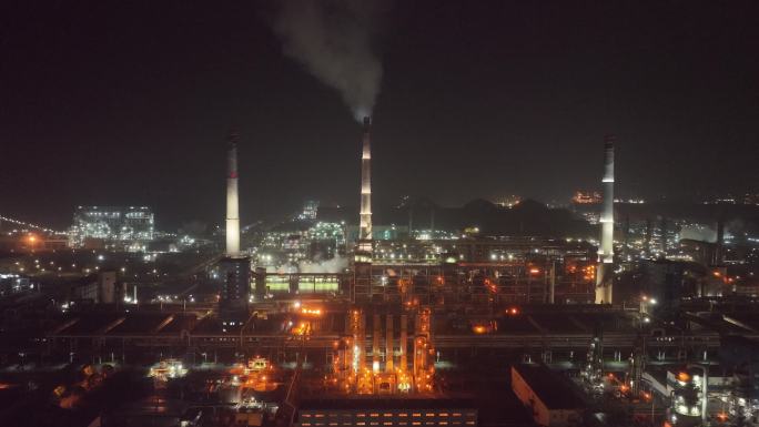 宝钢集团炼钢厂夜晚钢铁厂夜景