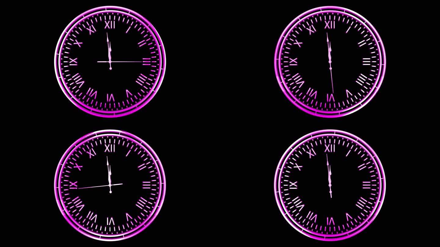 粉紫色时钟立体零点倒数