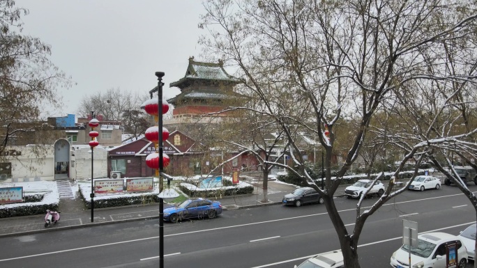 高阁寺雪景，县前街，安阳下雪