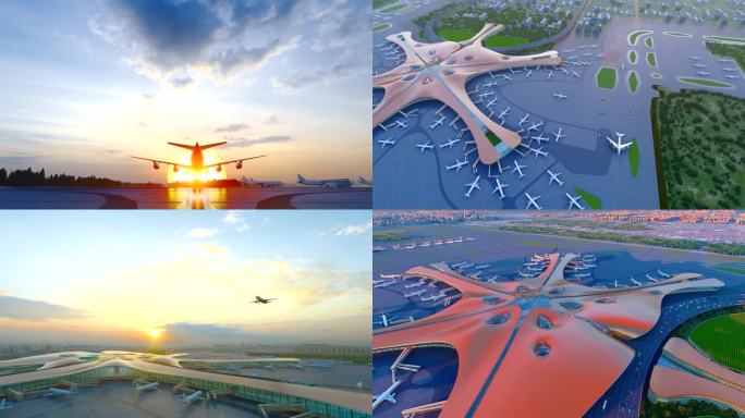北京大兴国际机场飞机航班起飞视频素材