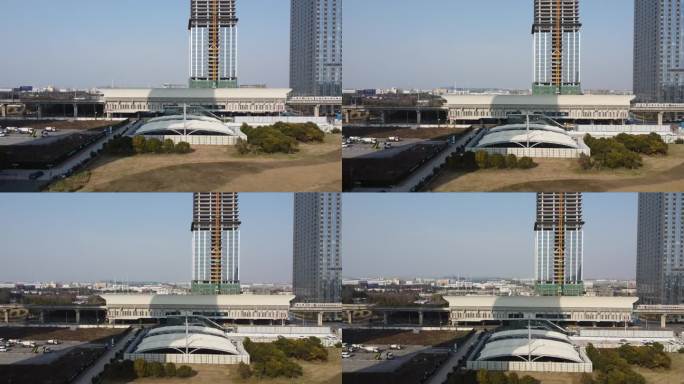 江苏昆山花桥中央公园光明路地铁站航拍