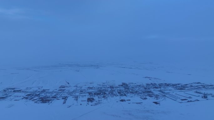 航拍呼伦贝尔雪原版画雪村