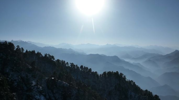 航拍西安秦岭南五台山脉云海日落全景宣传片