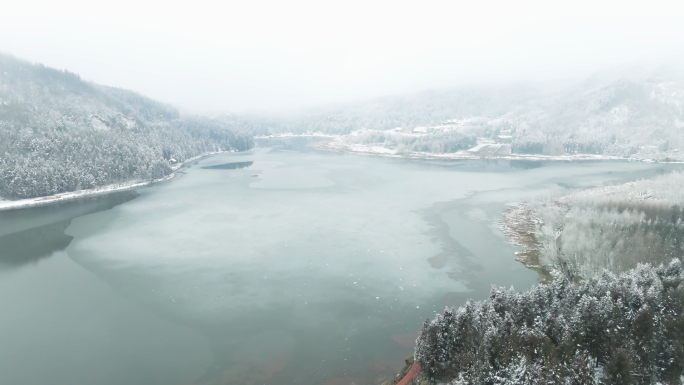 唯美冬韵大瓦山国家湿地公园雪景航拍