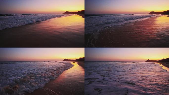 日落海浪海岸沙滩晚霞