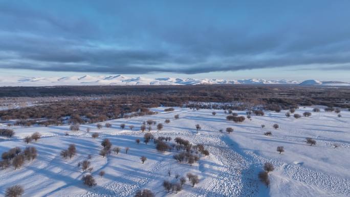 航拍内蒙古亚洲第一湿地雪景