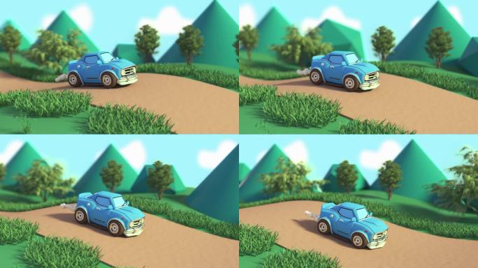 原创三维卡通小汽车视频素材