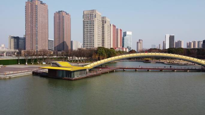 江苏昆山花桥中央公园 城市风光 航拍