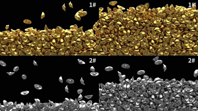 原创两款金银元宝转场视频素材带通道