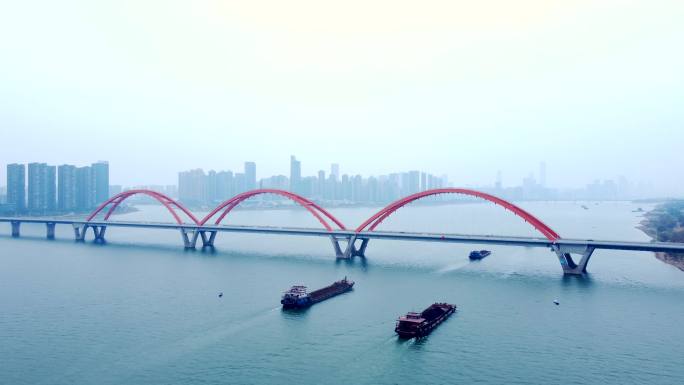 4K航拍湖南长沙湘江福元路大桥