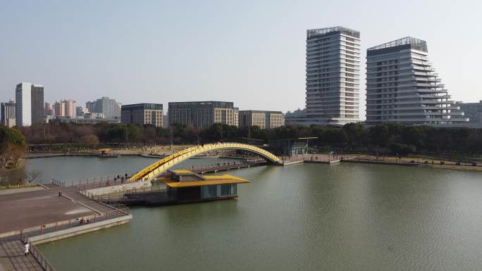 江苏昆山花桥中央公园 城市风光 航拍