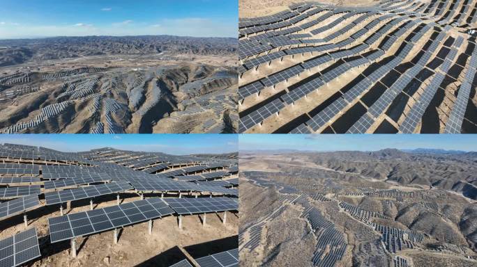 4K太阳能光伏发电大山荒漠环保节能
