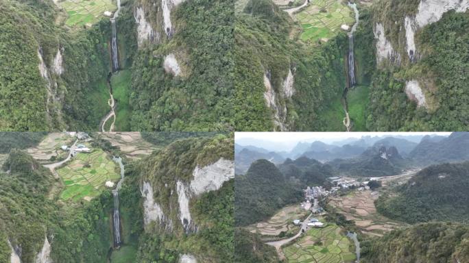 航拍广西通灵大瀑布