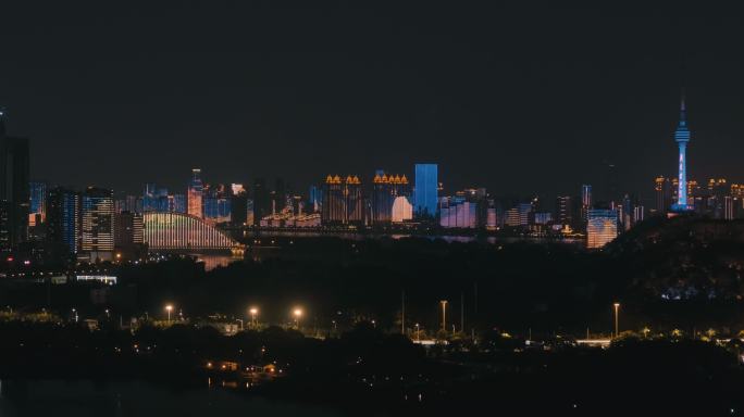 武汉城市天际线夜景风光