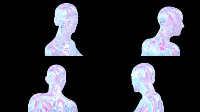 赛博朋克 酸性人物头像人头虚拟人人体雕塑