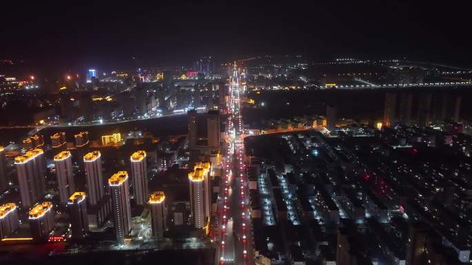 4K白银北京路夜景航拍