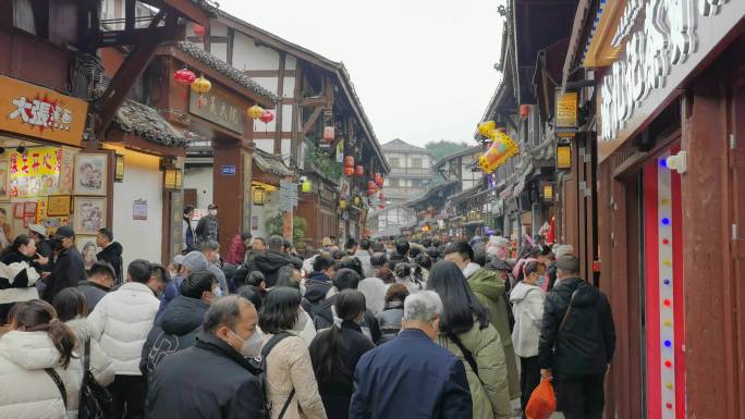 重庆磁器口白天人流人多人群视频素材