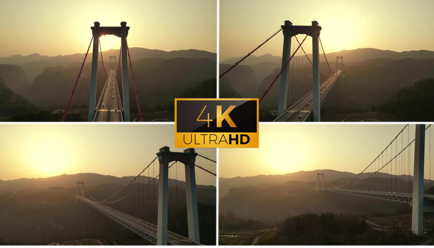 航拍夕阳高架大桥 意境唯美的高架桥