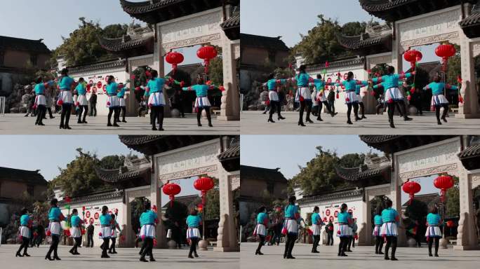 春节大妈在跳广场舞