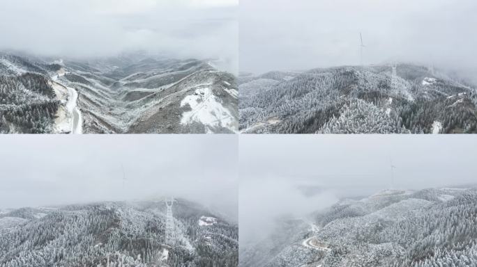 4K航拍 桂林资源雪景风车