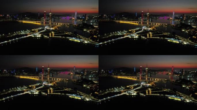 原创 澳门塔和珠海隔海相望城市地标夜景