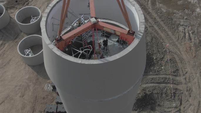 御2灰片4K风车塔吊施工过程纯素材