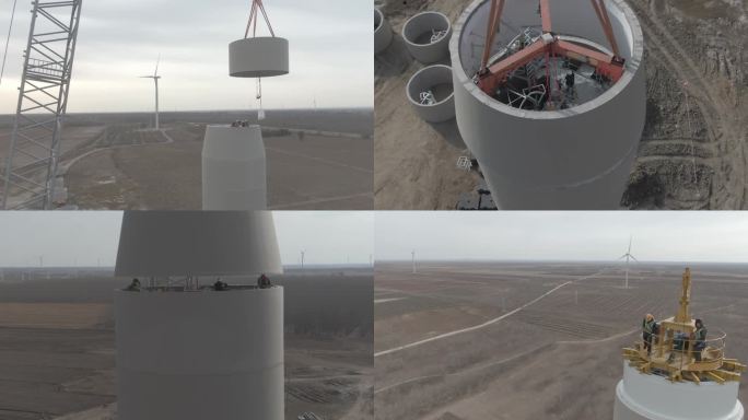 御2灰片4K风车塔吊施工过程纯素材