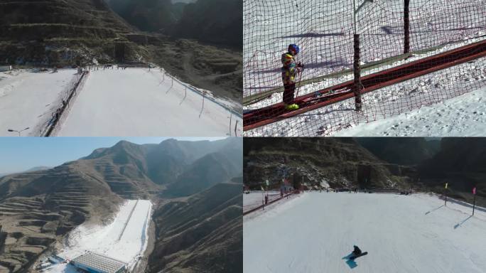 4k滑雪场航拍空镜