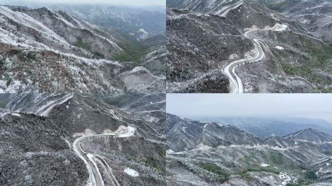 4K航拍 桂林资源十里平坦雪景