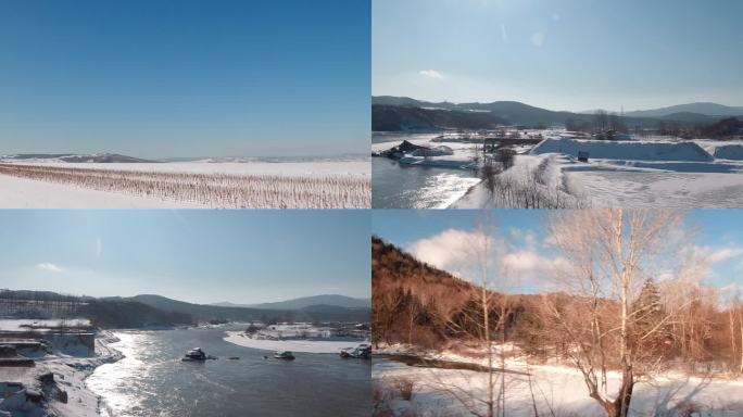 冬季东北旅游窗外林海雪原雪景