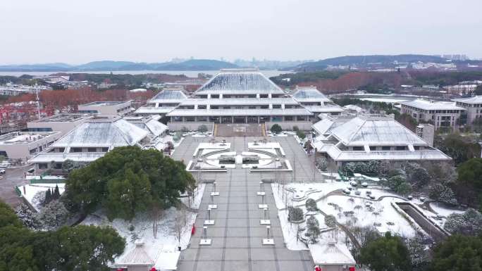 武汉城市地标雪景航拍
