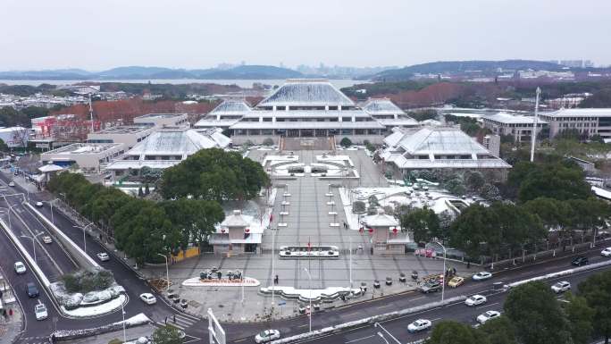 湖北省博物馆雪景航拍