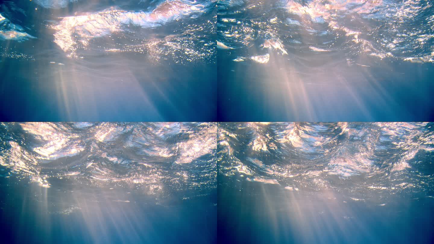 阳光照进水中海洋中的水下射线丁达尔溺水