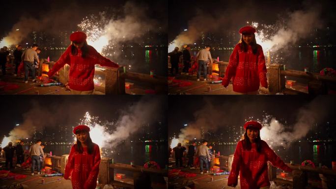 除夕夜 跨年十三 放烟花的女孩 情侣