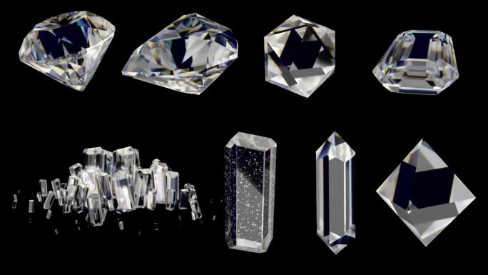 钻石宝石360度循环旋转带透明通道合集