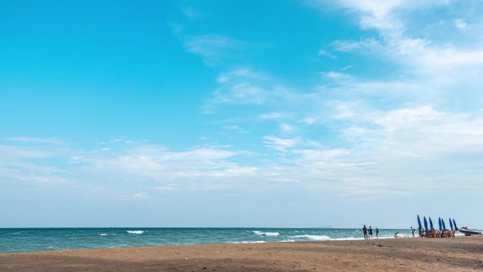 大海沙滩人流延时