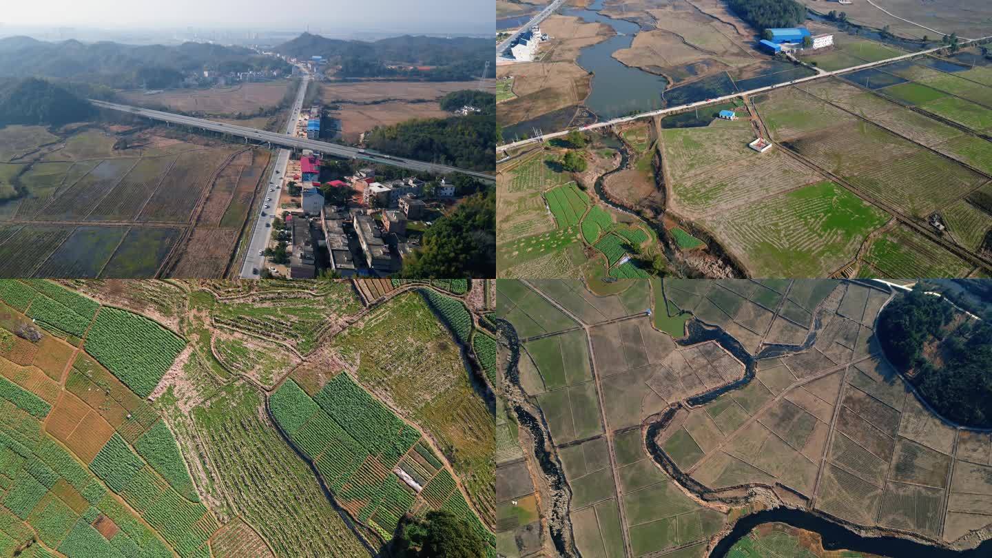 d-005航拍乡村公路田野丘陵