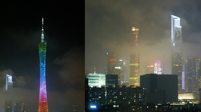 广州塔夜景 竖屏视频